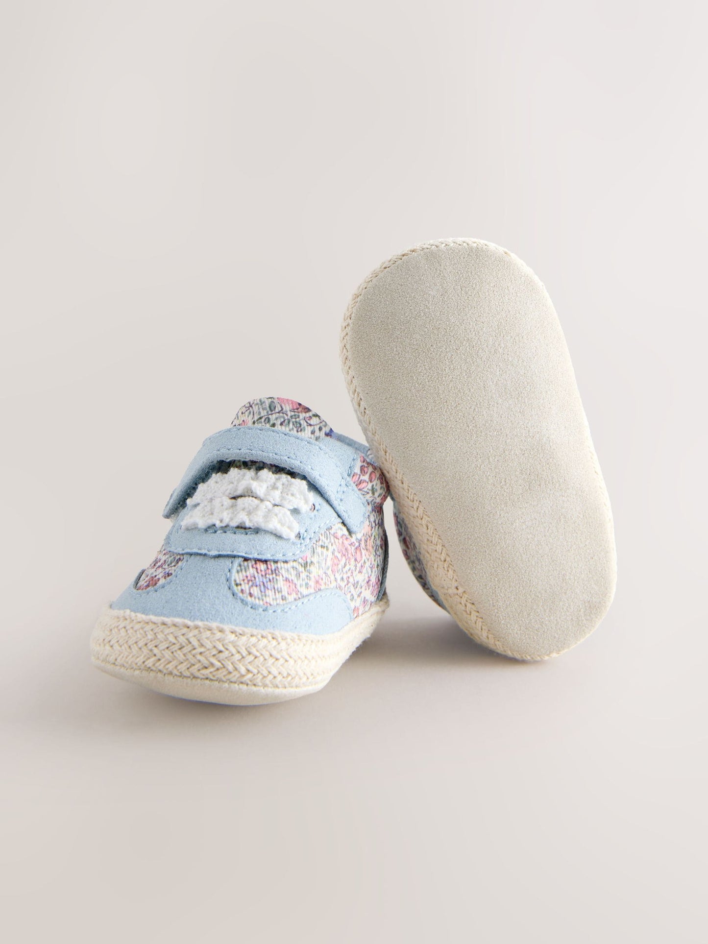 Blue Floral Baby Touch Fasten Trainers (0-24mths) image 5