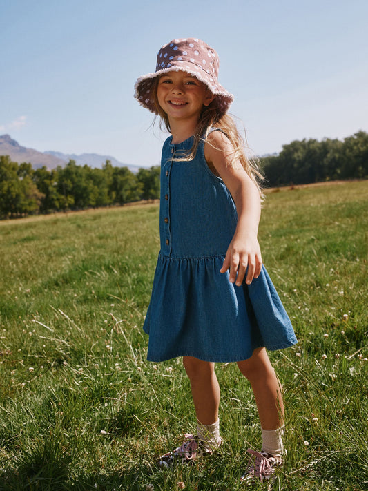 Dsiney Kidz - Blue Denim Drop Waist Button Through Dress (3-16yrs) image 2