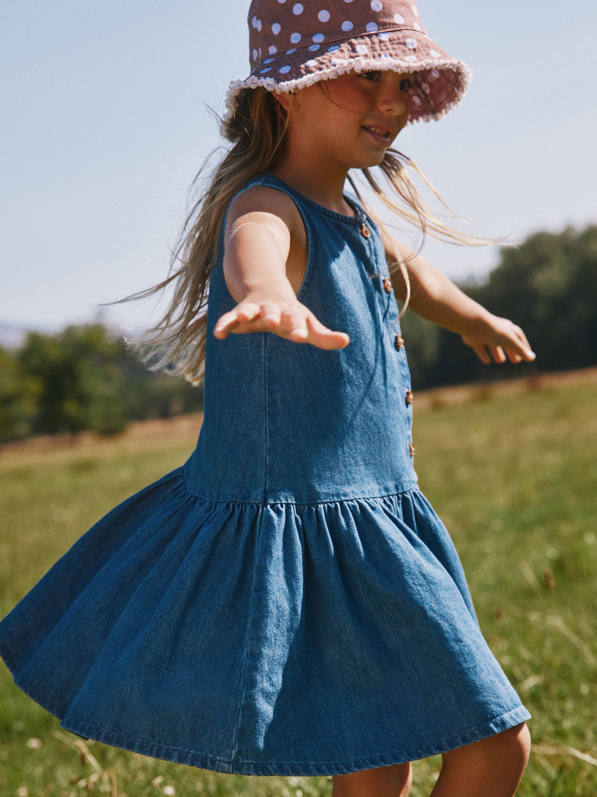 Dsiney Kidz - Blue Denim Drop Waist Button Through Dress (3-16yrs) image 3