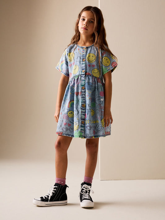 Dsiney Kidz - Blue Denim Button Through Smiley Dress (3-16yrs) image 2