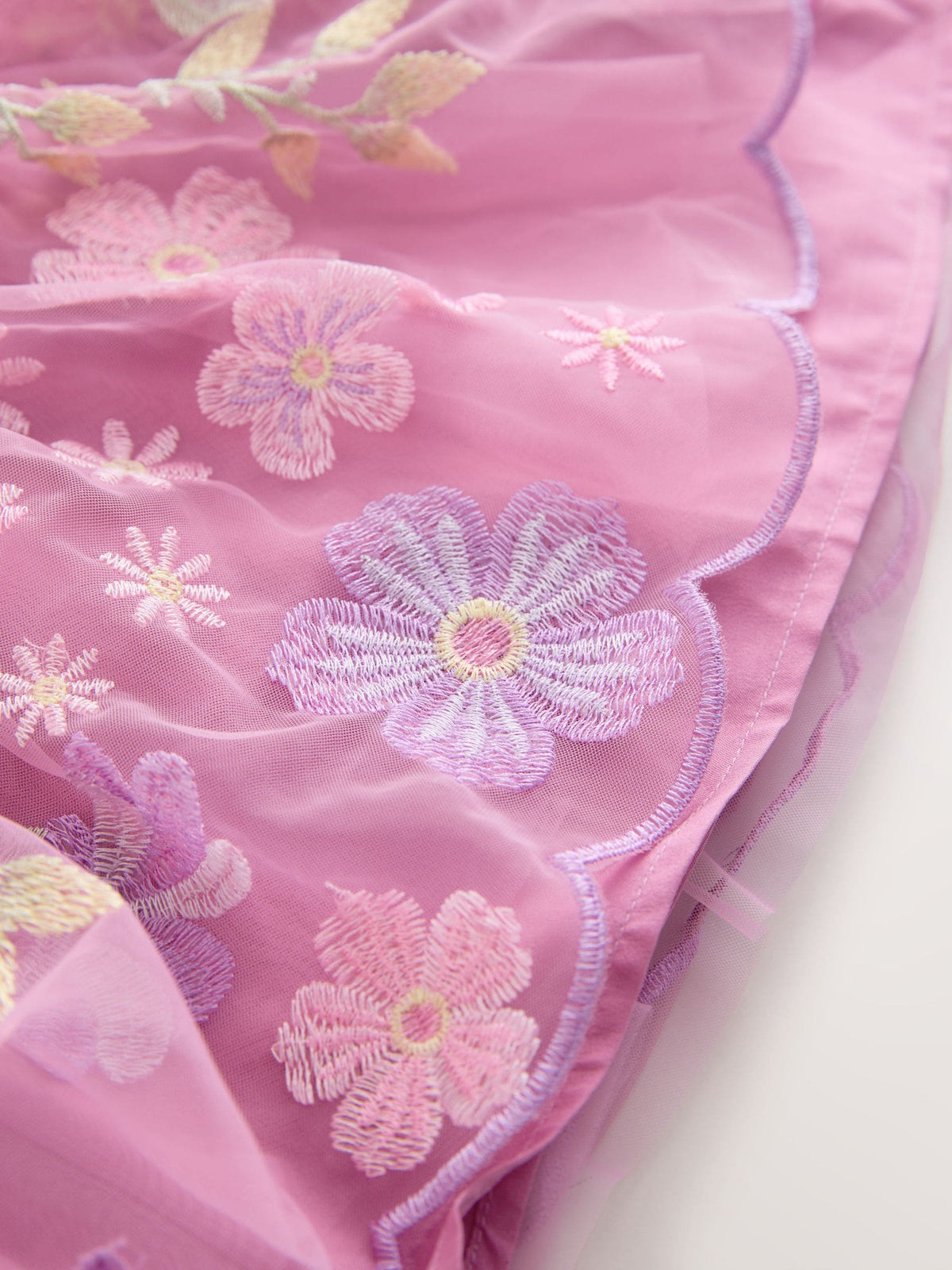 Dsiney Kidz - Pink Flower Embroidered Tiered Occasion Dress (3-16yrs) image 7