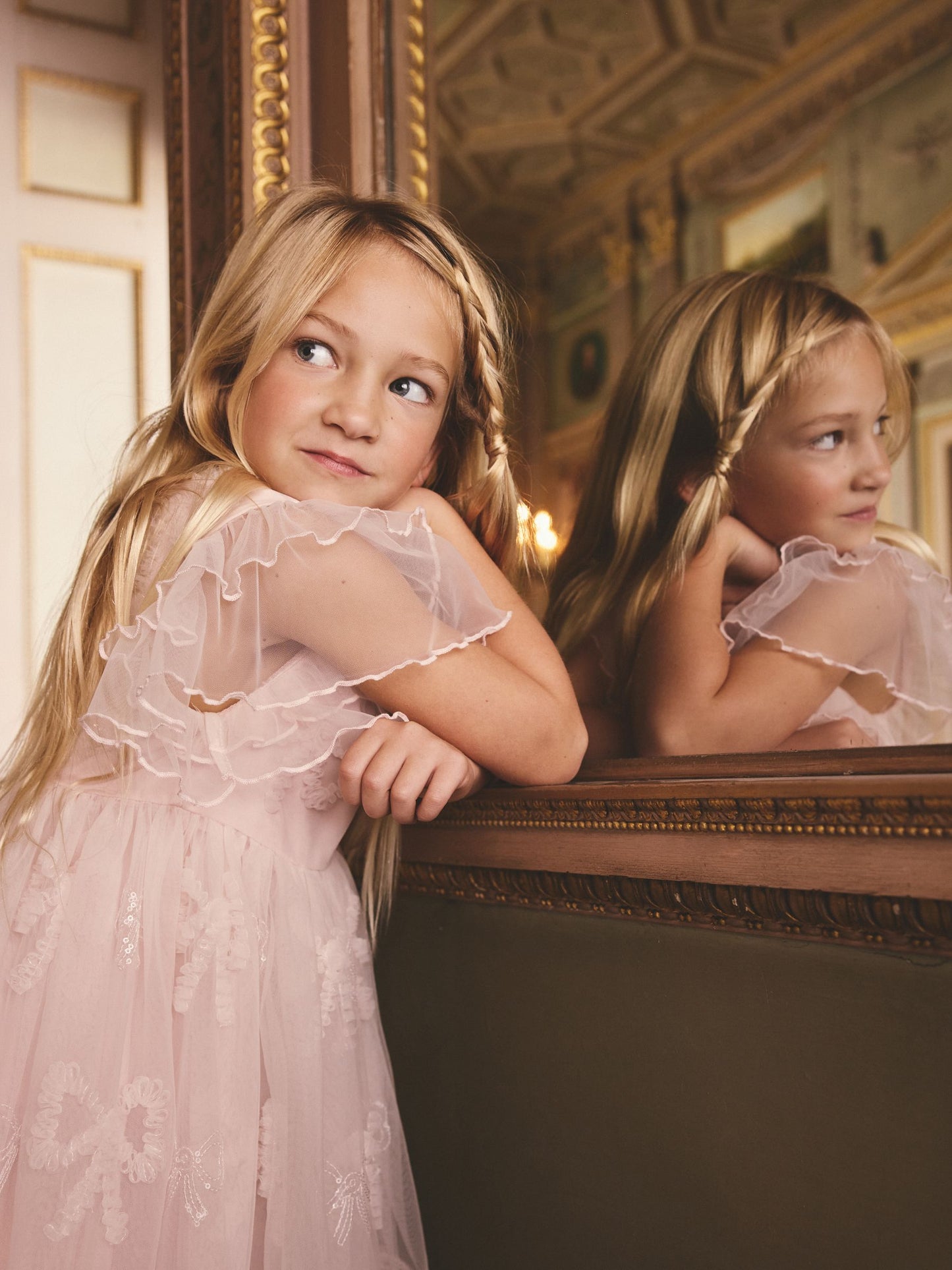 Pink Bow Embellished Mesh Occasion Dress (3-16yrs) image 4