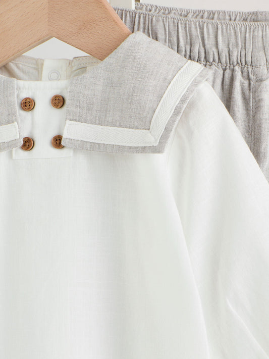 Grey/White Shirt and Trousers Baby Set (0mths-3yrs) image 3