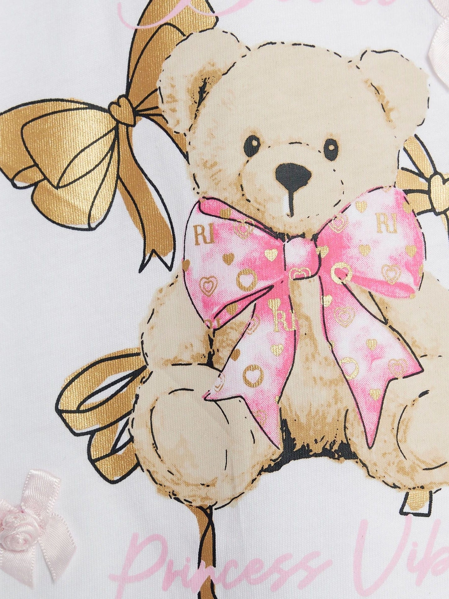 River Island White Girls Frill Sleeve Bear Print T-Shirt image 4