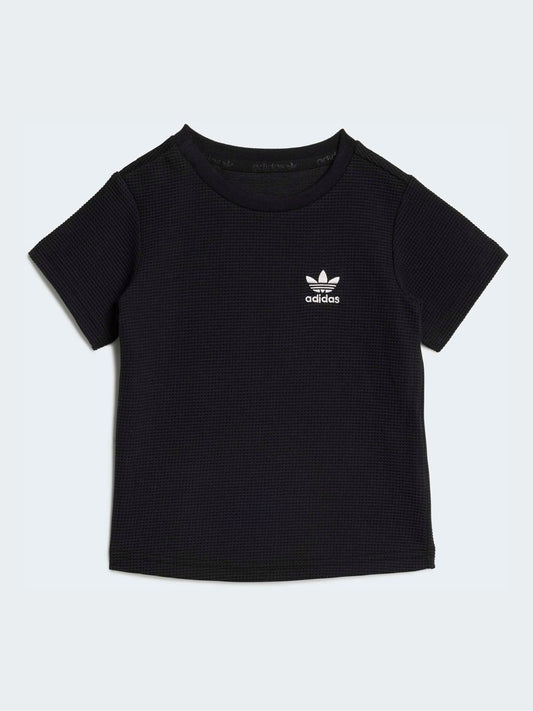 adidas Originals Black Waffle T-Shirt and Shorts Set image 2