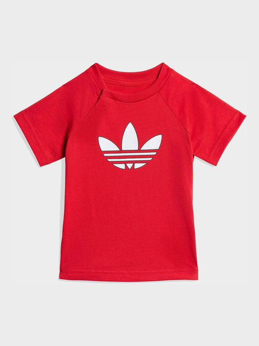 adidas Originals Red Trefoil Top and Shorts Infant Set image 2