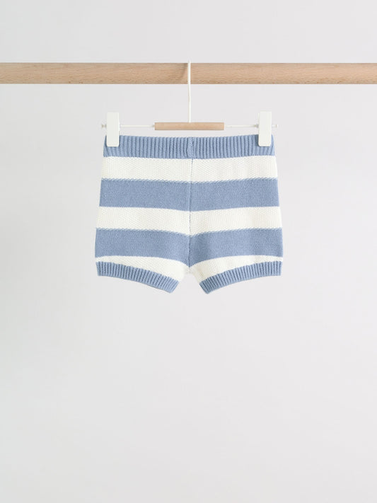 Blue Nautical Stripe Knitted Top and Shorts Baby Set (0mths-2yrs) image 3