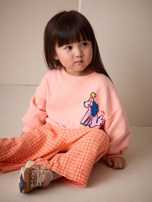 Peach Pink Dog Sweatshirt & Wide Leg Trousers Set (3mths-7yrs) image 3