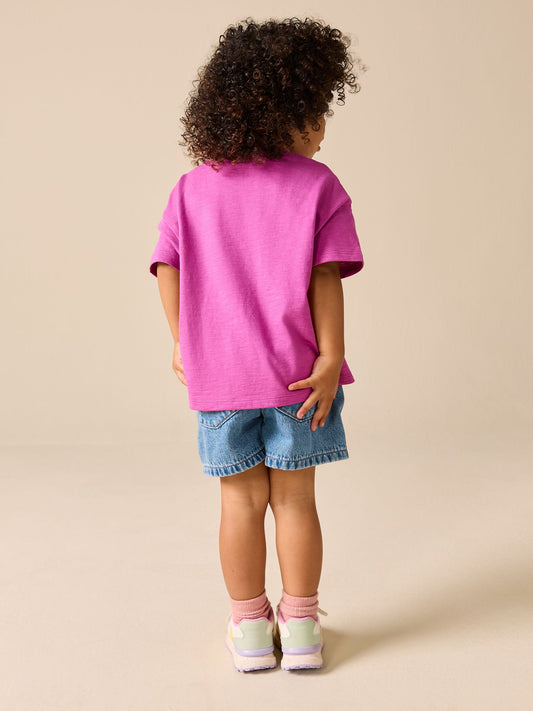 Dsiney Kidz - Purple Short Sleeve Heart Embroidered Top (3mths-7yrs) image 2