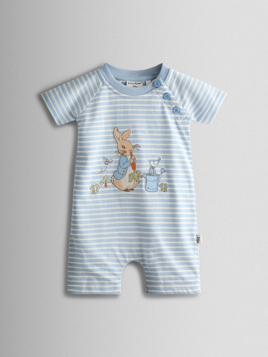 JoJo Maman Bébé Blue Peter Rabbit™ Appliqué Stripe Rompersuit image 2