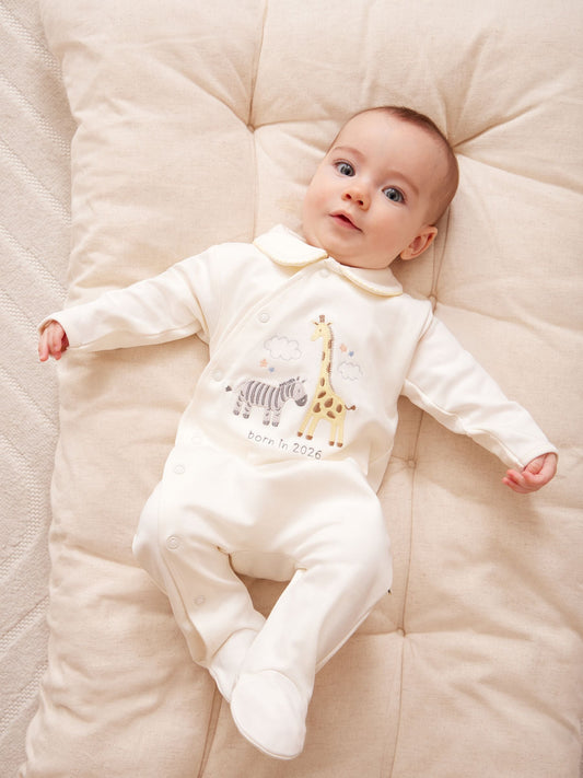 JoJo Maman Bébé Cream Born In 2026 Safari Sleepsuit image 2
