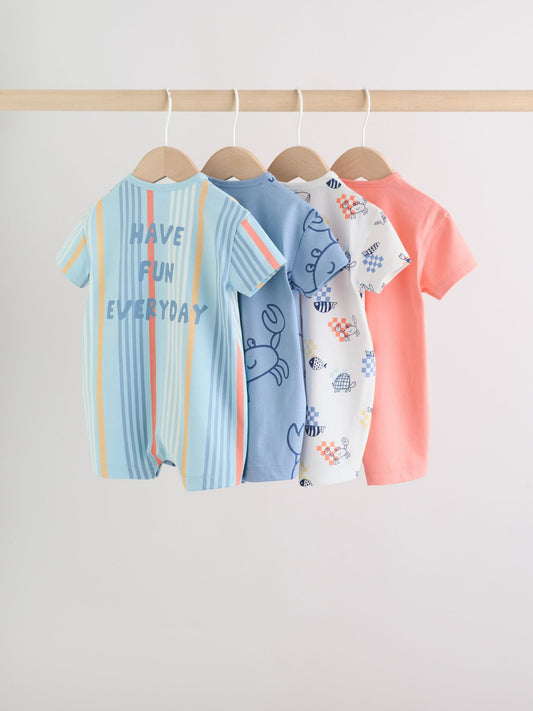 Coastal Crab Print Jersey Baby Rompers 4 Pack image 2