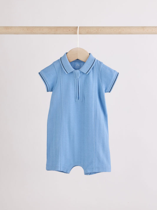 Blue/Green Jersey Collared Rompers Baby 2 Pack image 2