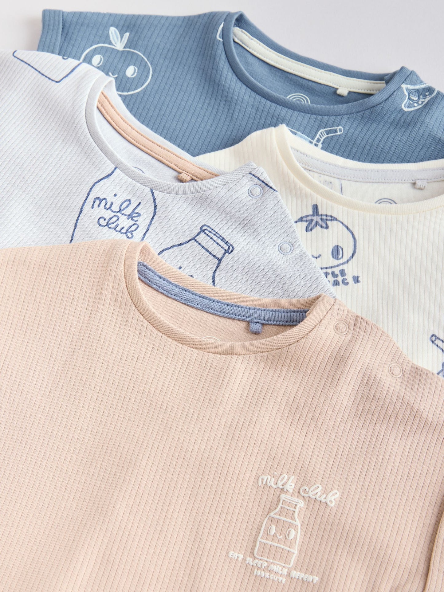 Blue/Neutral Milk Club Jersey Baby Rompers 4 Pack image 9