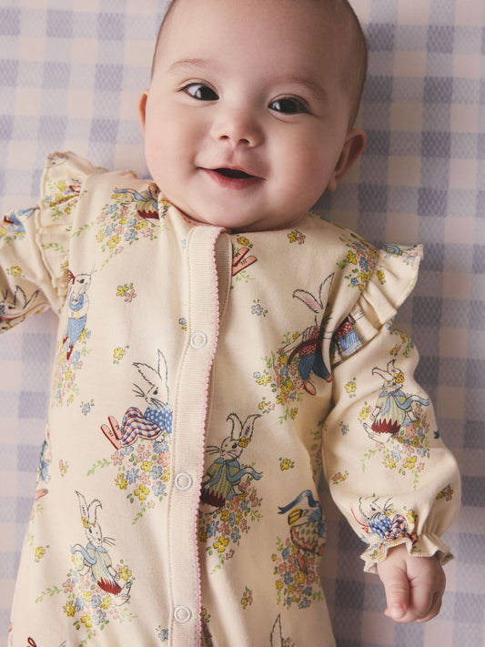 Cream Bunny Cath Kidson Bunny Baby Sleepsuit image 2