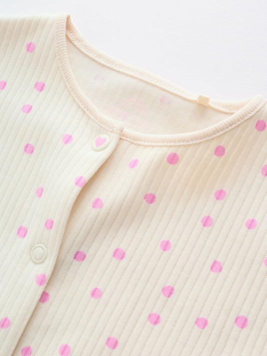 Pink Tonal Heart Popper Through Jersey Baby Rompers 4 Pack image 3