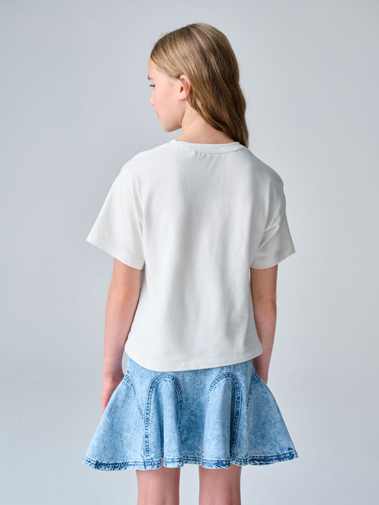 smALLSAINTS White/Soleil Graphic Ruched Oversized Crew T-Shirt - image 2