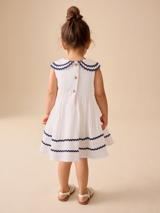 Dsiney Kidz - White Ric Rac Collar Dress (3mths-8yrs) image 2