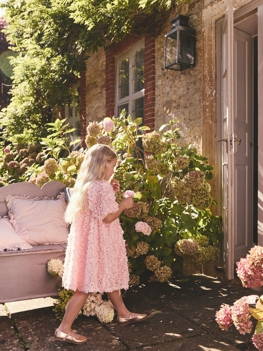 Pink 3D Floral Occasion Dress (3-14yrs) image 2