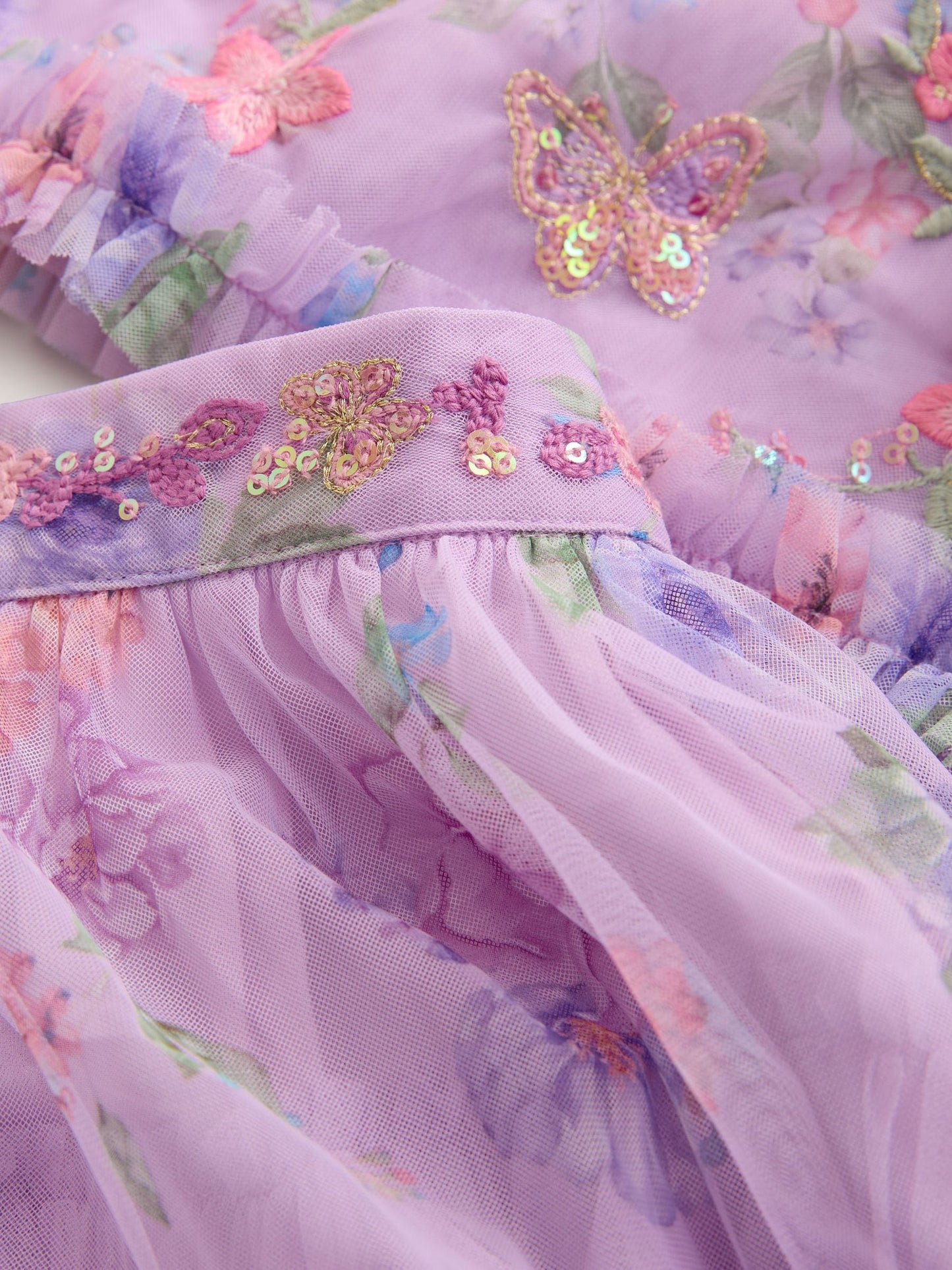 Dsiney Kidz - Lilac Purple Floral Embellished Top and Skirt Lehenga Set (3-16yrs) image 8