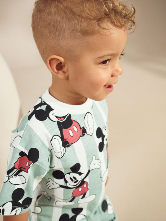 Sage Green Mickey Mouse T-Shirt and Shorts Set (3mths-8yrs) image 3