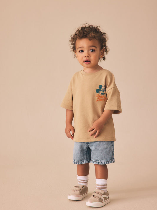 Tan Brown Mickey Mouse Short Sleeve T-Shirt (3mths-8yrs) image 2