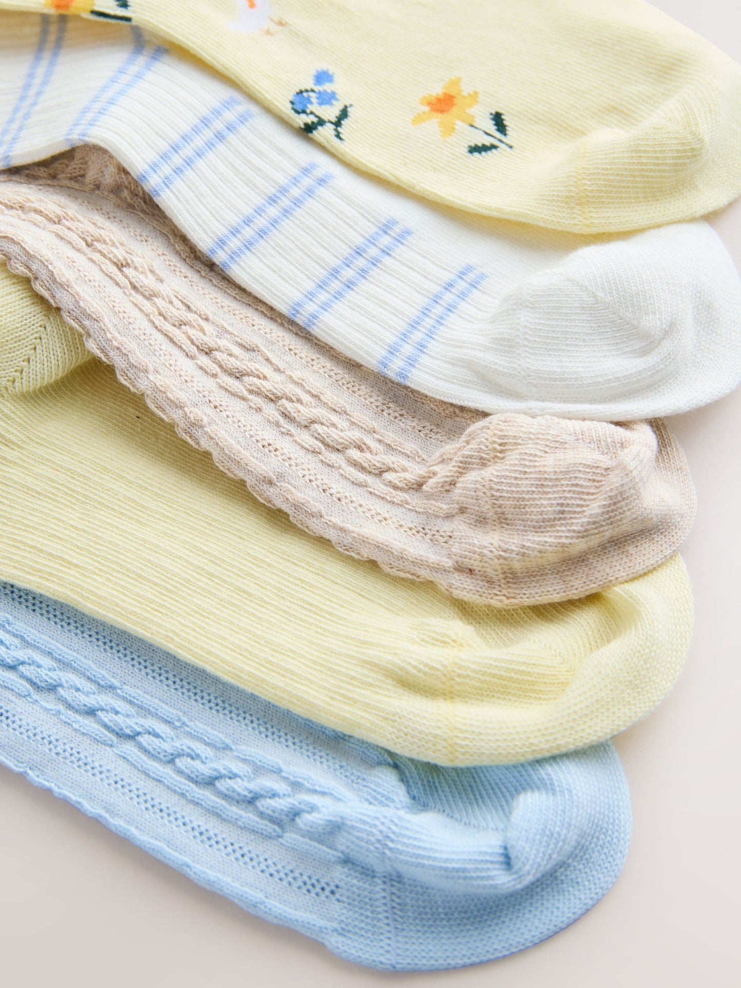 Blue/Yellow Cotton Rich Ruffle Ankle Socks 5 Pack image 3