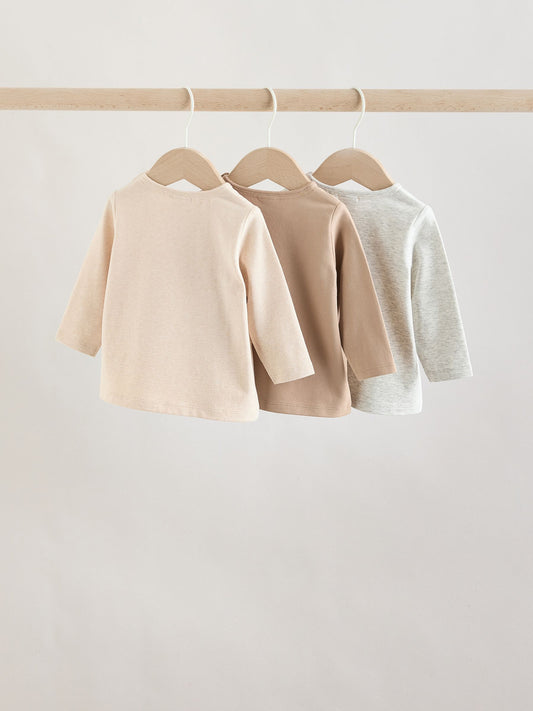 Dsiney Kidz - Neutral/Grey Long Sleeve Baby T-Shirts 3 Pack (0mths-2yrs) image 2