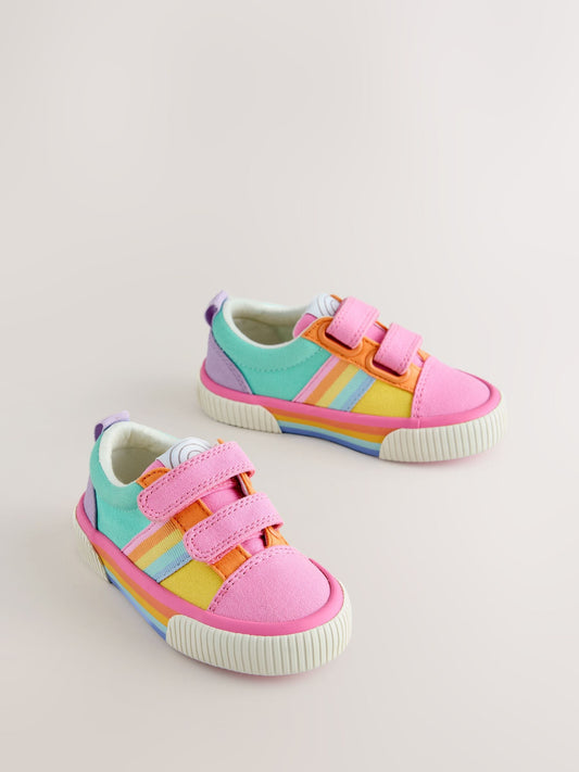 Little Bird by Jools Oliver Pink Younger Pastel Rainbow Colourblock Skate Trainers image 2