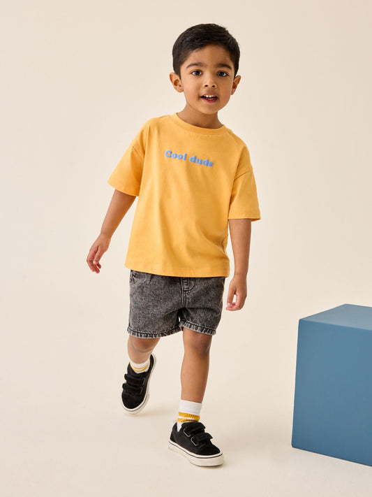 Grey Pull On Loose Denim Shorts (3mths-7yrs) image 2
