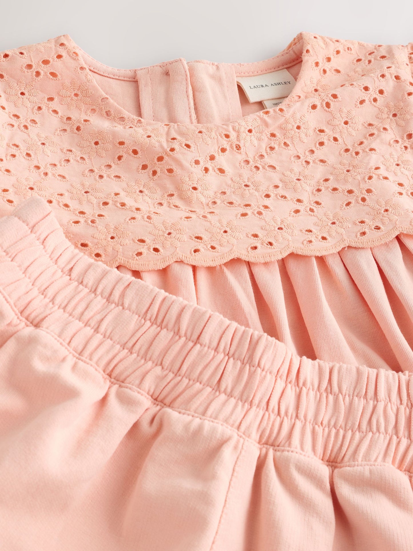 Laura Ashley Orange Broderie Anglaise Frill Top and Shorts Set image 11