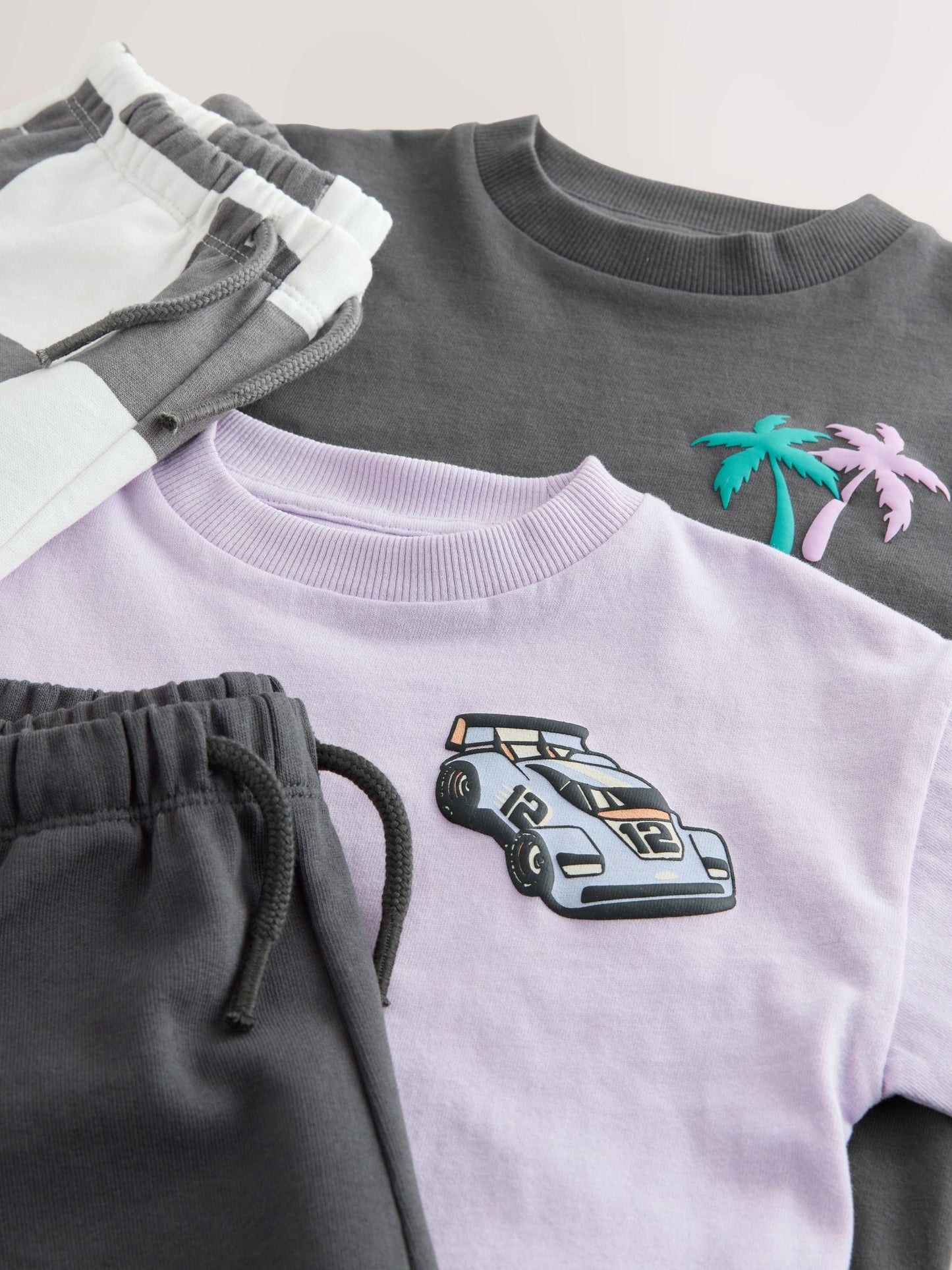 Charcoal Grey/Lilac Short Sleeve T-Shirt and Shorts Set 2 Pack (3mths-7yrs) image 8