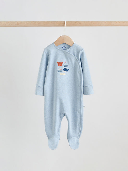 Blue Nautical Baby Sleepsuits 3 Pack (0-2yrs) image 2