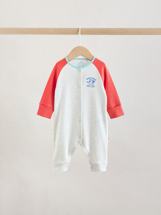 Multi Raglan Baby Sleepsuits 3 Pack (0mths-3yrs) image 2