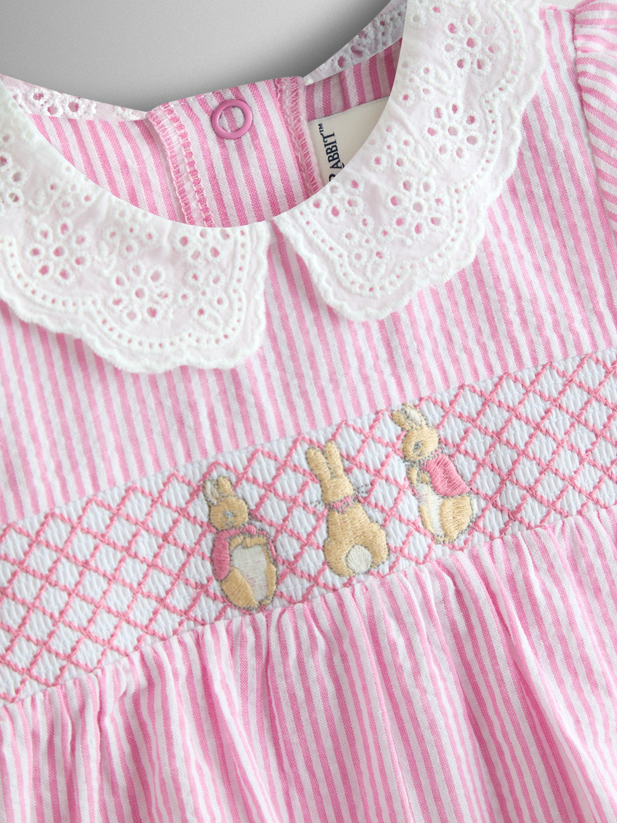 JoJo Maman Bébé Pink Flopsy Embroidered Stripe Romper - image 4