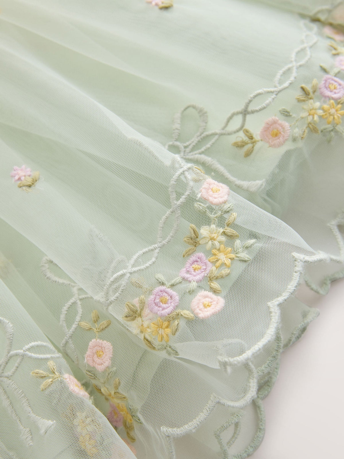 Dsiney Kidz - Sage Green Floral Crochet & Tulle Party Dress (3mths-10yrs) image 8