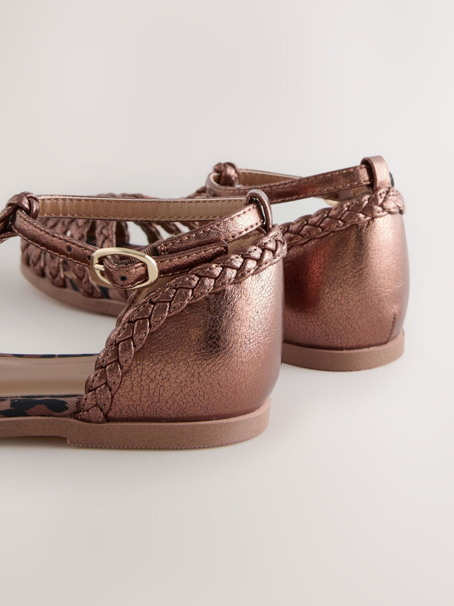 Bronze Metallic Plaited Fisherman Sandals image 5