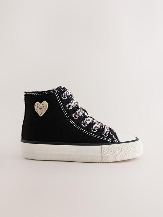 Black/Animal Wide Fit (G) High Top Trainers image 2