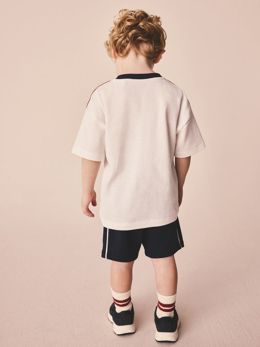 Navy/White Sporty Short Sleeve T-Shirt and Shorts Set (3mths-7yrs) image 3