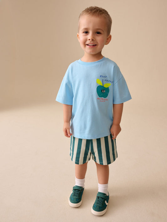 Blue Apple Short Sleeve Back Print T-Shirt and Shorts Set (3mths-7yrs) image 3