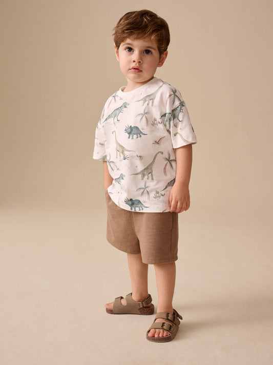 Tan Brown Textured Shorts (3mths-7yrs) image 2