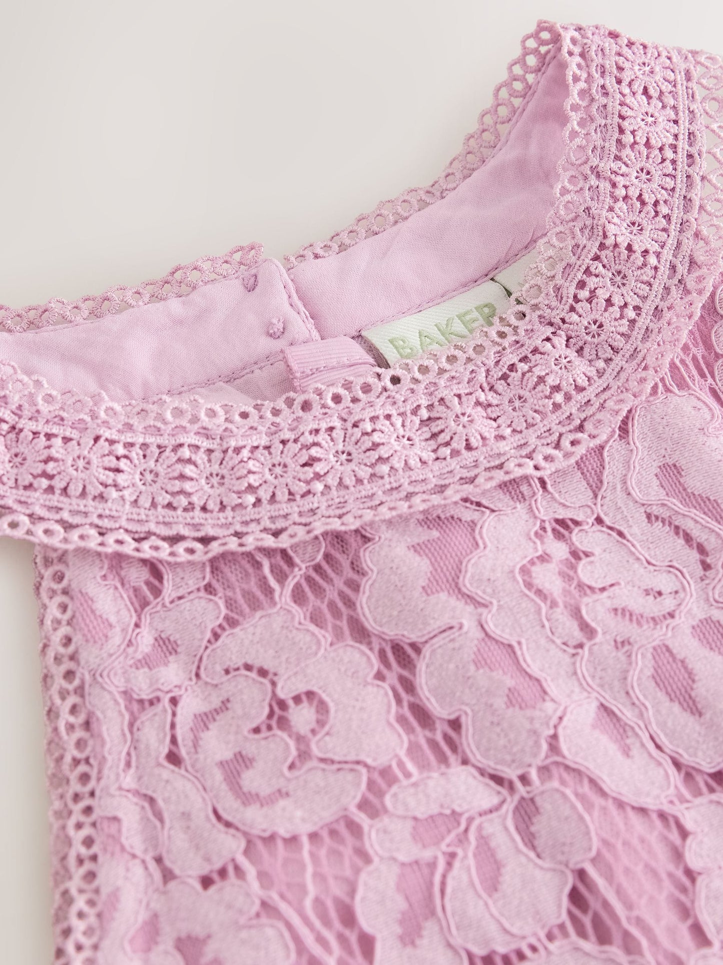 Dsiney Kidz - Baker by Ted Baker Dusky Pink Lace Halter Drop Waist Dress image 10