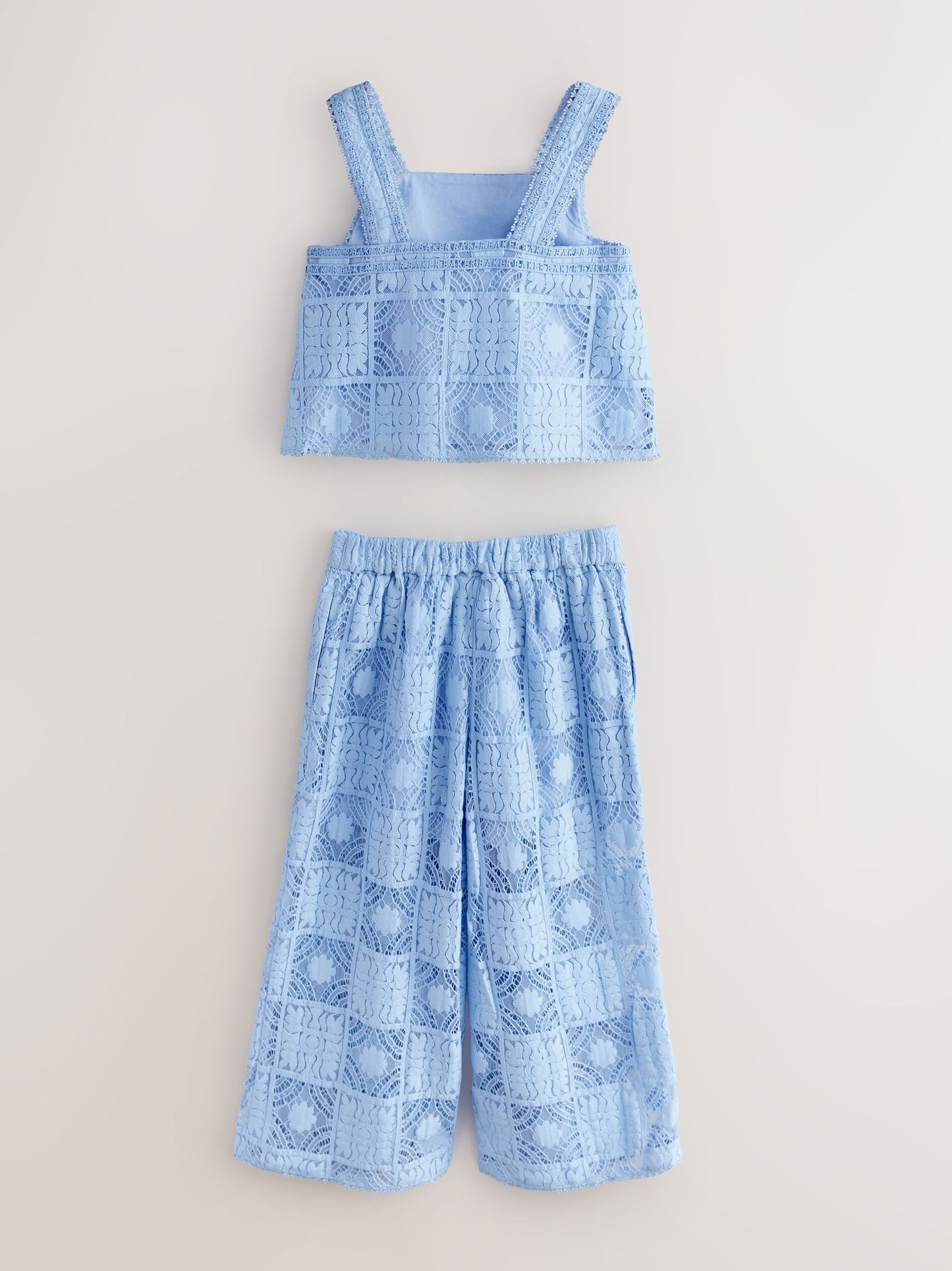 Baker by Ted Baker Blue Strappy Lace Top & Wide Leg Trousers Set 2 Piece image 8