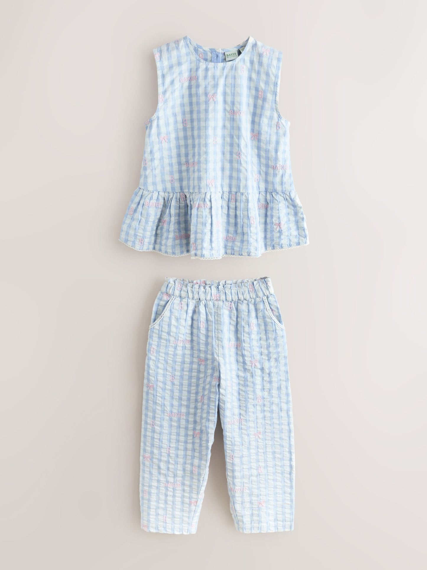Baker by Ted Baker 2 Piece Peplum Gingham Top & Barrel Leg Trousers Set image 9