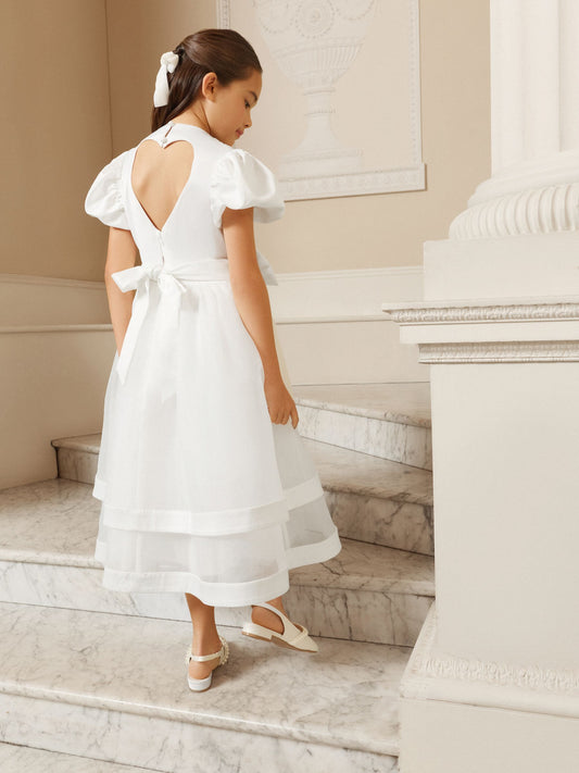 Dsiney Kidz - Lipsy White Holy Communion Heart Cut Out Tiered Occasion Dress (7-11yrs) image 2