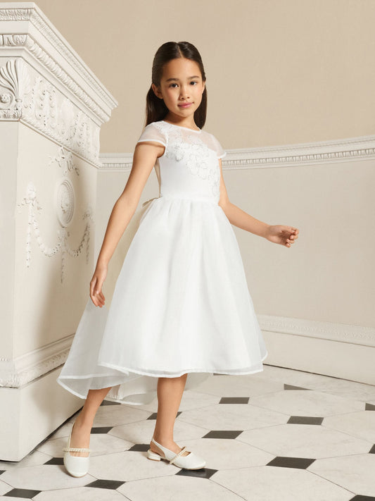 Dsiney Kidz - Lipsy Ivory Flower Embellished Flower Occasion Dress (5-16yrs) image 2