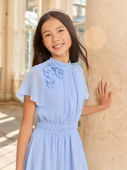 Dsiney Kidz - Lipsy Cornflower Blue 3D Corsage Occasion Dress (5-16yrs) image 2