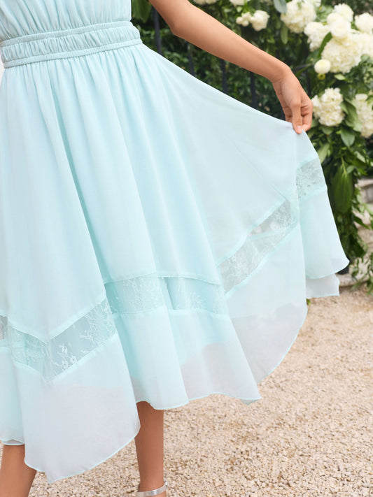 Dsiney Kidz - Lipsy Mint Green Lace Hanky Hem Occasion Dress (5-16yrs) image 2