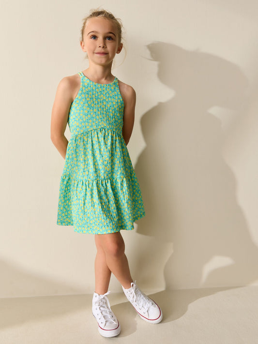 Dsiney Kidz - Teal Lemon Print Strappy Crinkle Summer Dress (3-16yrs) image 2