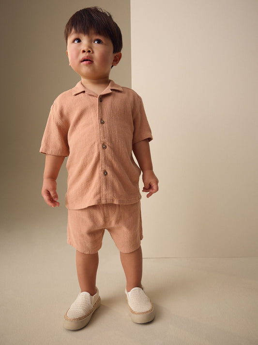 Terracota Short Sleeve Revere Collar Shirt & Shorts Set (3mths-10yrs) image 2